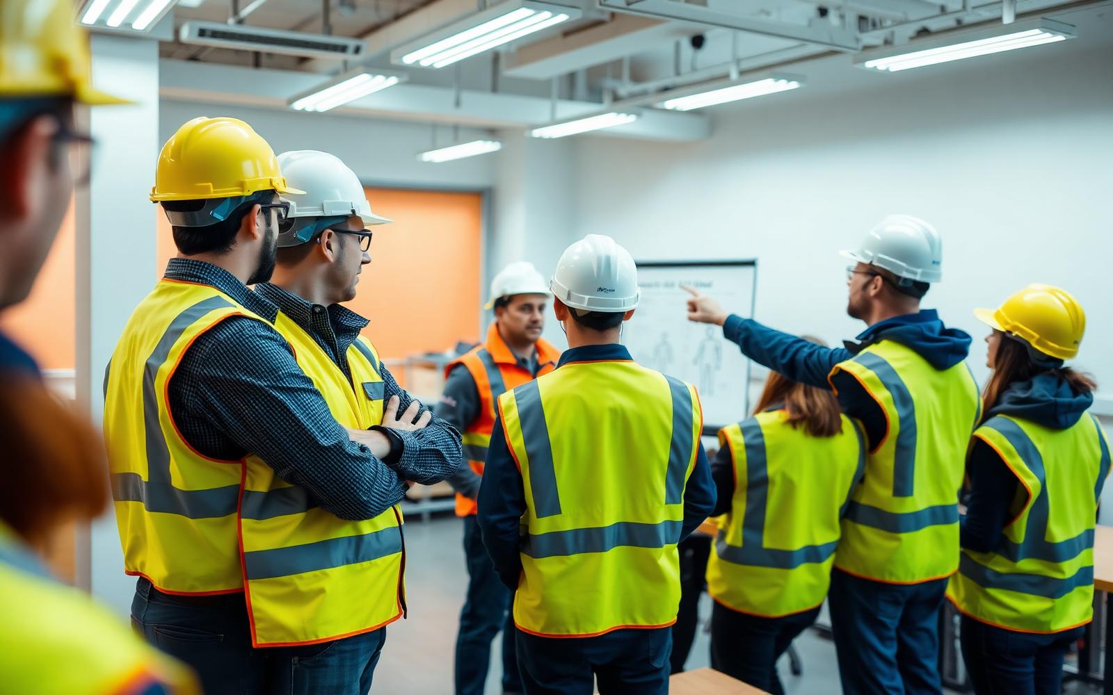 Sessione di formazione sulla sicurezza sul lavoro con lavoratori in DPI